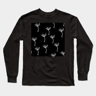 Dandelion Fluff white on black Long Sleeve T-Shirt